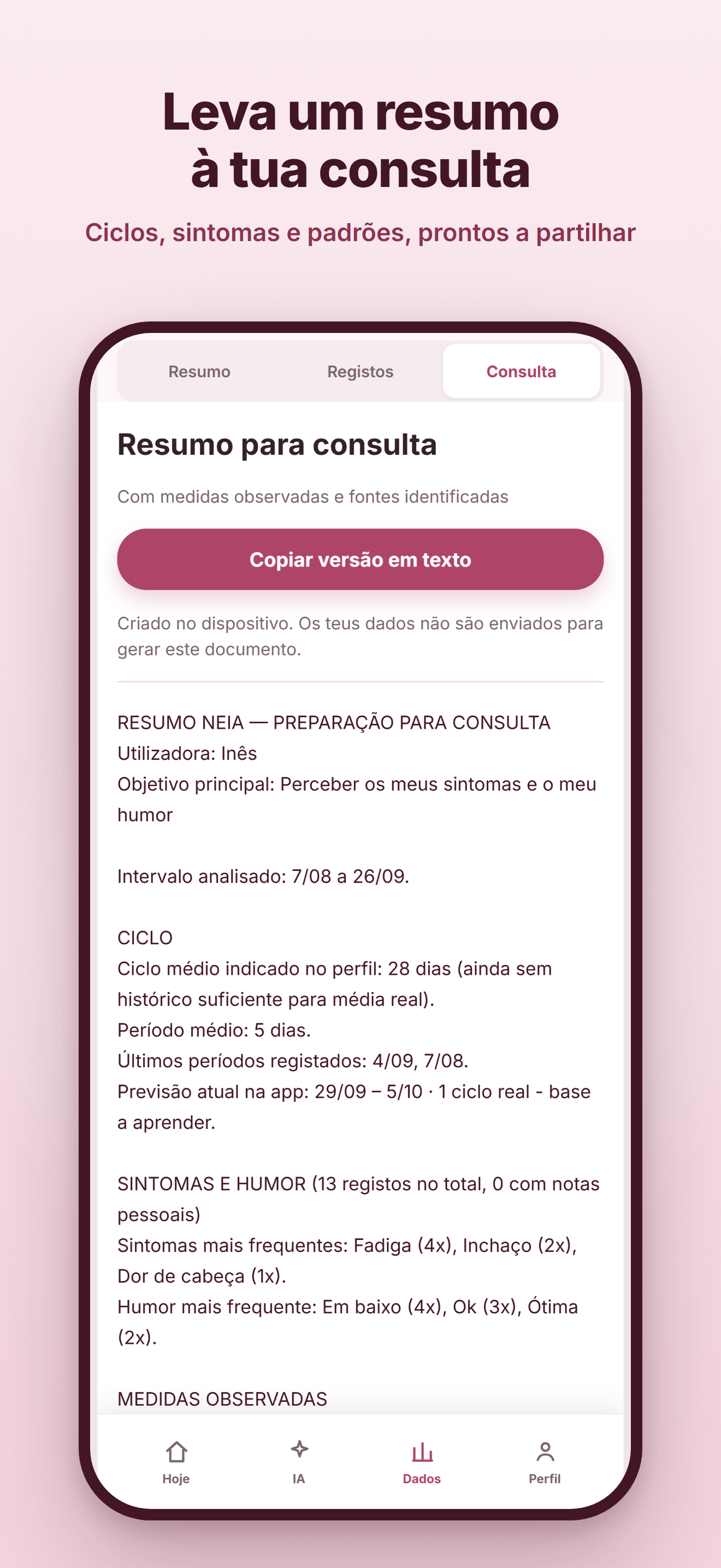 Resumo gratuito para preparar uma consulta a partir dos registos